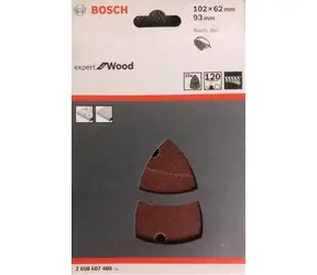 BOSCH 2608607409 / Sada brusných papírů pro delta brusky 102 x 62 93 mm / Zrnitost 120 / 10ks