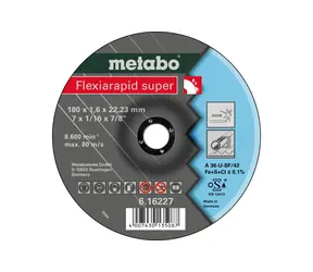 Metabo Flexiarapid super / Řezný kotouč na ocel / Průměr 180 x 22.2 mm / Šířka řezu 1.6 mm