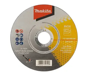 Makita D-75530 / Řezný kotouč na nerez / 125x1.0 mm / Průměr otvoru: 22.23 mm