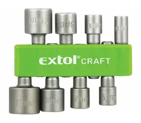 EXTOL-CRAFT Klíče nástrčné do vrtačky 8ks / 5-5.5-6-7-8-10-11-13mm / 1/4" šestihran / CrV 