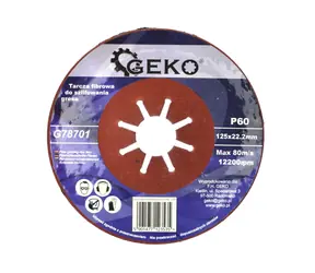 GEKO G78701 / Brusný vláknový kotouč na kameniny / 125 x 1.8 x 22.2 mm / P60