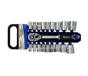 GEKO Hlavice nástrčné + ráčna 1/2" sada 19ks / 8-32 mm / CrV ocel 