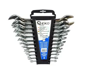 GEKO Klíče ploché leštěné sada 12ks / 6-32mm / plastový držák