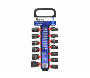 GEKO Sada 13 nástrčných rázových hlavic 1/2" 10-27mm 38mm 