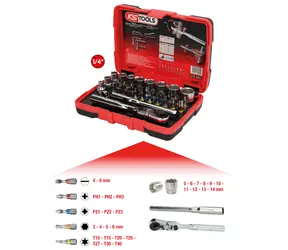 KS Tools TORSIONpower Nástrčné ořechy s bity 1/4" - 33 ks