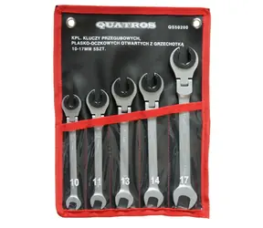 QUATROS Očkoploché kloubové klíče s ráčnou na převlečné matice 10 - 17 mm 5 ks 