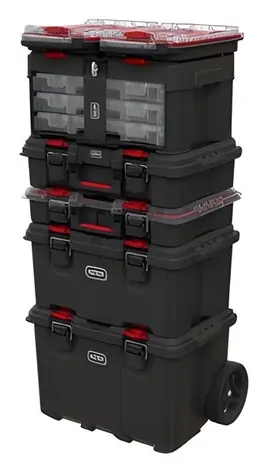 KETER Organizér Stack'N'Roll transparentní, černá, červená / 10 přihrádek / 51,5 x 11,5 x 34,5 cm