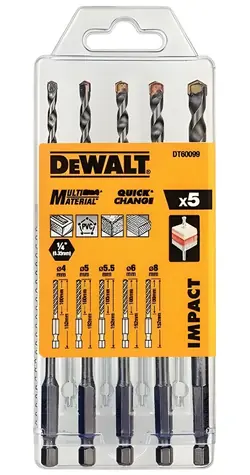 DeWalt Sada vrtáků do zdiva / 4-8 mm / 5 ks / šestihranná stopka