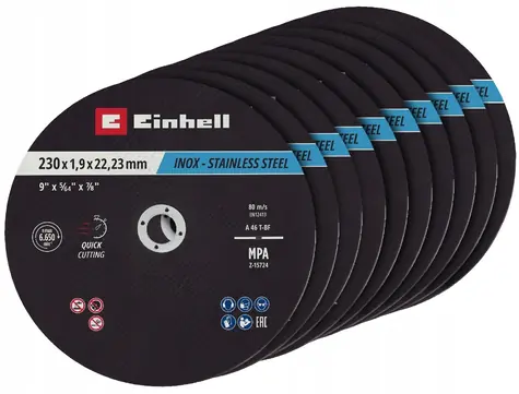 Einhell Sada řezných kotoučů na kov 230x2,0 mm / Řezné kotouče na kov / 230 mm / 2,0 mm / 10 ks