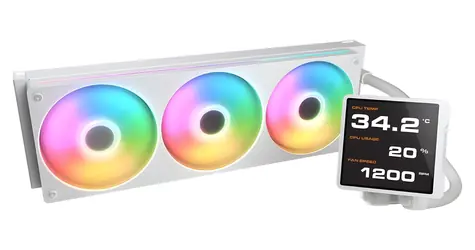 Cougar Poseidon Vistek Pro 360 bílá / Vodní chladič CPU / IPS displej / ARGB / 3x 120mm / Intel & AMD