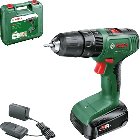 Bosch EasyImpact 18V-40 zelená/černá / Aku příklepová vrtačka / 18V / 1630 ot/min / 40 Nm / 2,0 Ah / kufr