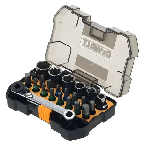 DeWalt McLaren / Sada bitů a nástrčných klíčů / 24 ks / ráčna / spona na opasek