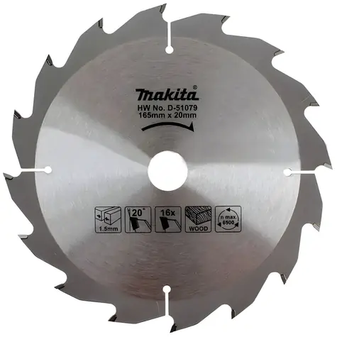 Makita Pilový kotouč na dřevo 165x20 mm / Pilový kotouč / 16 zubů / Řezání nasucho