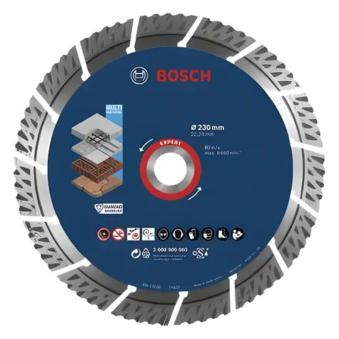 Bosch Expert MultiMaterial 2608900663 / Diamantový kotouč / 230x22,23 mm / šířka řezu 2,4 mm / 15 segmentů