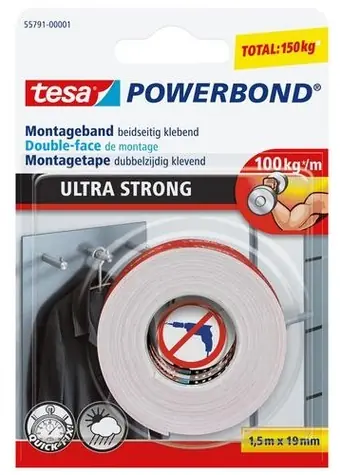 Tesa Powerbond Ultra Strong / Lepicí páska / oboustranná / 19 mm / 1,5 m