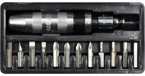 Vorel Rázový šroubovák s bity 12 ks / Šroubovák / přepínatelný chod / CrV / délka 165 mm