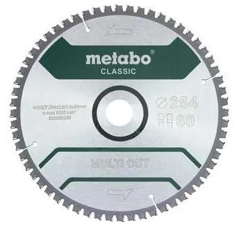 Metabo MultiCutClassic 254x30 mm / Pilový kotouč / Z60 FZ/TZ / 5° neg.