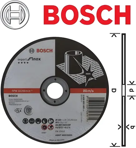 BOSCH Expert for Inox 2608603405 / Řezný kotouč / Průměr 150 x 22,23 mm / Šířka řezu 1,6 mm / 1 ks