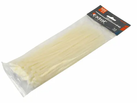 EXTOL-PREMIUM Pásky na vodiče bílé 200x3,6 mm / Pásky na vodiče / 100 ks / nylon / EN 62275, UL94V-2