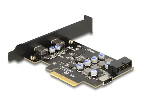 DeLock Rozšiřující karta USB-C / PCIe x4 / 2x USB-C + 1x interní 19pin USB / USB 3.2 Gen 2 10 Gbps