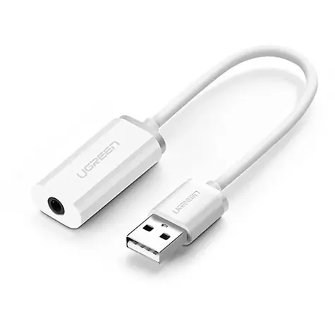 UGREEN Externí zvuková karta USB-A (M) - 3.5mm Jack (F) 0.15m bílá