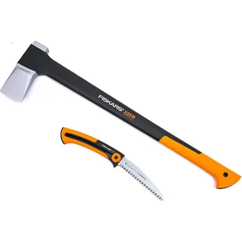 Fiskars 1025437 Štípací sekera X25 + zahradní pilka SW73