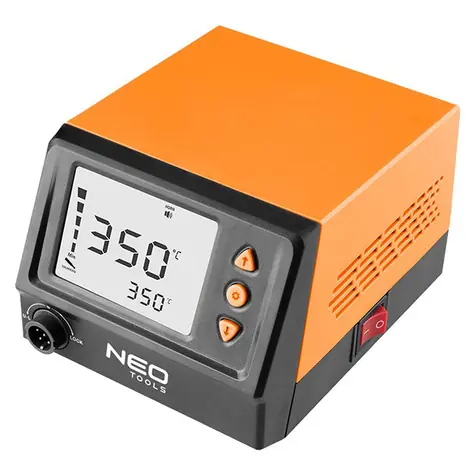 NEO TOOLS 19-200 oranžová / Pájecí stanice / 60W /  LCD displej / ochrana heslem / automatické vypnutí
