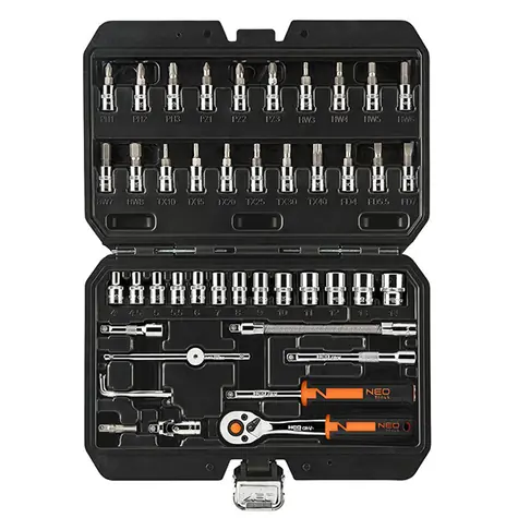 NEO TOOLS 10-004 / Sada nástrčných hlavic / chrom-vanadiová ocel / kufřík