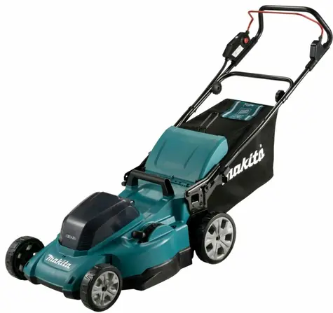 Makita DLM480CT2 / Aku Sekačka na trávu / 2x 18V / 3100 ot-min / až 800 m2 / záběr 48 cm / koš 62 l / 2x 5Ah