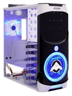 ACUTAKE Air Fighter / ATX / bez zdoje / stříbrný - modré LED