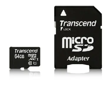 Transcend Micro SDXC 64GB + SD adaptér / Micro SDXC / 64GB / Class 10 UHS-1