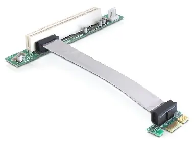 Delock Riser card PCI Express x1 na PCI 32Bit 5 V / flexibilní kabel 13cm / zasunutí vlevo