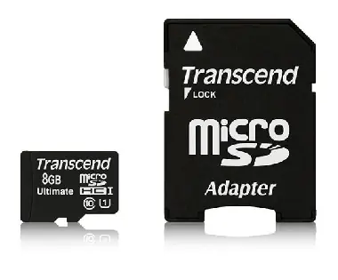 Transcend Micro SDHC karta 8GB Class 10 UHS-I + adaptér