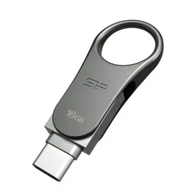 Silicon Power Mobile C80 Duální USB flash disk 16GB / 16GB/ USB-C / USB 3.0 / kovový