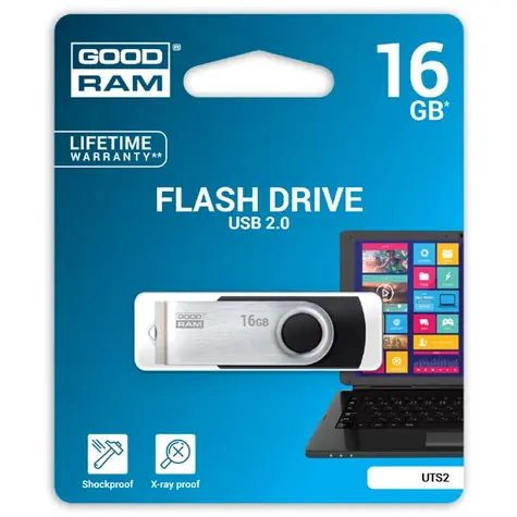 GOODRAM UTS2 16GB černá / Flash disk / USB 2.0 / čtení: 20MBs / zápis: 5MBs