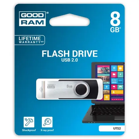 GOODRAM UTS2 8GB černá / Flash disk / USB 2.0 / čtení: 20MBs / zápis: 5MBs