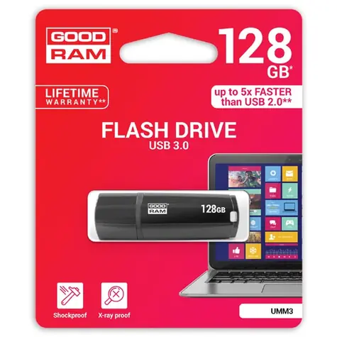 GOODRAM UMM3 128GB černá / Flash disk / USB 3.0 / čtení: 60MBs / zápis: 20MBs