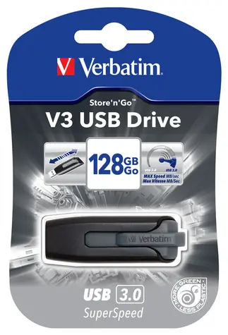 Verbatim Store 'n' Go V3 128GB černá / Flash Disk / USB 3.0 / čtení: 80MBs / zápis: 25MBs
