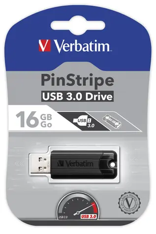 Verbatim PinStripe 16GB černá / Flash disk / USB 3.0 