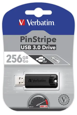 Verbatim PinStripe 256GB černá / Flash disk / USB 3.0 