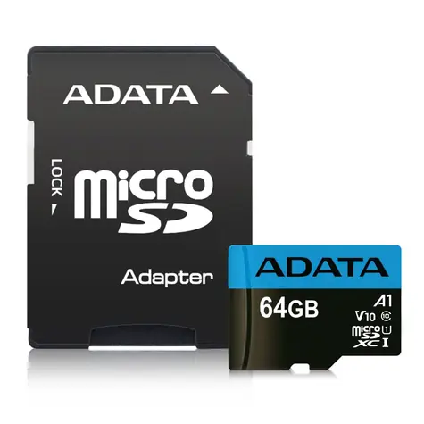 ADATA Micro SDXC karta Premier 64GB + SD adaptér / UHS-I / CLASS10 / R: 85MBs / W: 25MBs