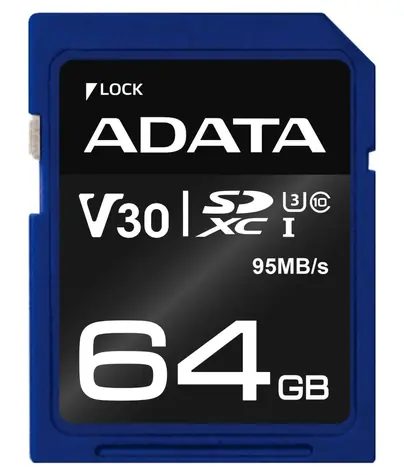 ADATA Premier Pro 64GB SDXC / UHS-I / U3 / V30 / CL10 / R: 95MBs / 60MBs