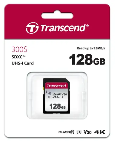 Transcend 300S SDXC 128GB / UHS-I / U3 / V30 / R: 95MBs / W: 40MBs