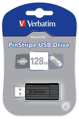 Verbatim Store 'n' Go PinStripe 128GB černá / Flash Disk / USB 2.0 / čtení: 10MBs / zápis: 4MBs