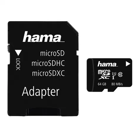 Hama microSDXC 64 GB + adaptér / Class 10 / UHS-I / 80 MB-s / 