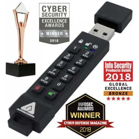 Apricorn Aegis Secure Key 3Z 64GB / 256-Bit AES XTS / Flash Disk / šifrování 256-it AES / USB 3.0