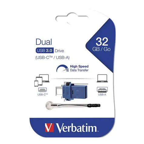 Verbatim Store 'n' Go OTG Dual Drive 32GB černá / Flash Disk / USB 3.0 / USB-C