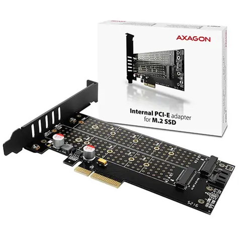 AXAGON PCEM2-D, PCIe x4 - M.2 NVMe M-key + SATA B-key slot adaptér, LP