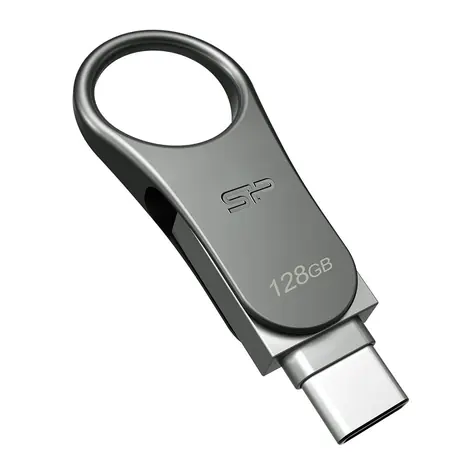 Silicon Power OTG Mobile C80 128GB stříbrná / Flash Disk / USB 3.1 / microUSB adaptér 
