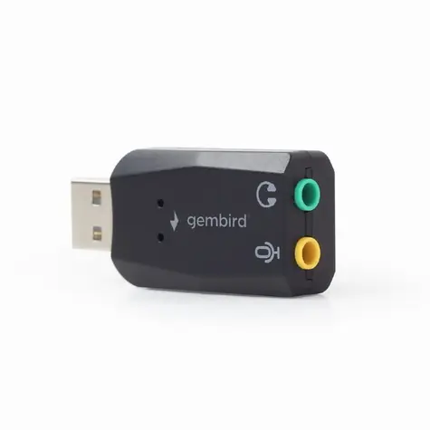 Gembird Virtus Plus USB zvuková karta / 3.5 mm stereo výstup / 3.5 mm vstup mikrofon / Plug&Play